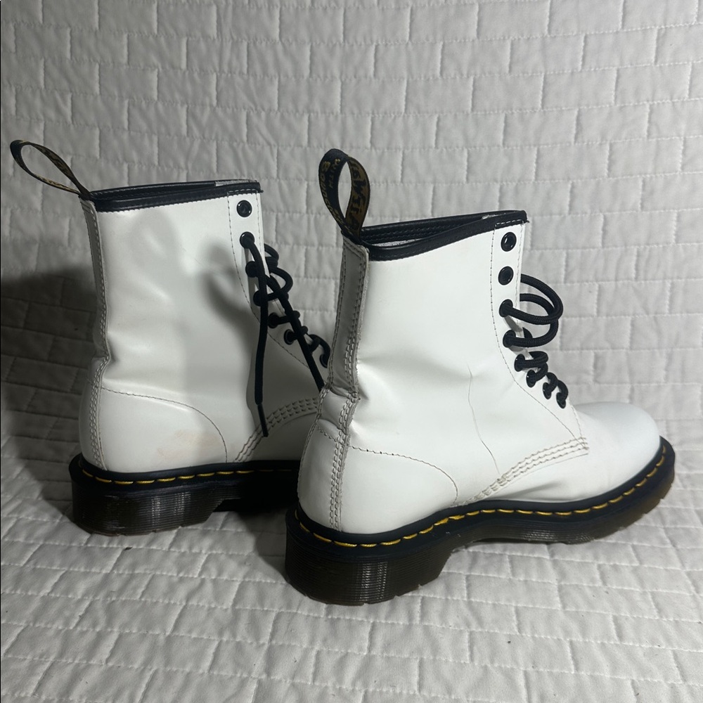 Dr. Martens 1460 8 Eye White Combat Boots with Black Laces.  Please see photos - Picture 2 of 8